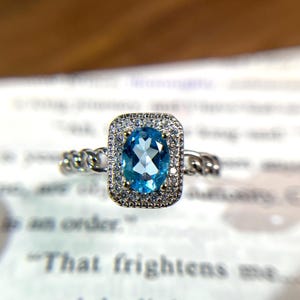 Genuine Blue Topaz Ring, Sterling Silver Topaz Ring, Faceted Topaz Jewelry, December Birthstone,Dainty Topaz Rings For Women, Birthday Gifts