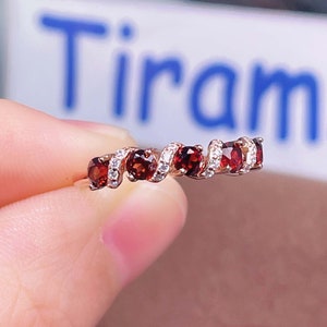 Handmade Sterling Silver Garnet Band Ring: January Birthstone