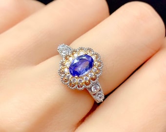 Oval Tanzanite Ring - Sterling Silver Tanzanite Ring - December Birthstone Ring - Unique Gift for Her