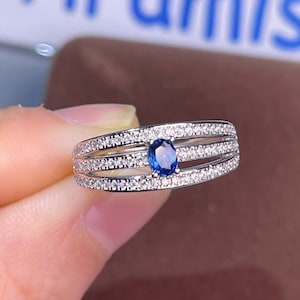 Natural Sapphire Ring, Real Oval Sapphire, September Birthstone Ring, Genuine Sapphire Gemstone Ring, Gift for Women, Girlfriend