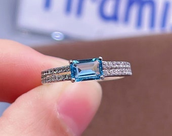 Blue Topaz Ring-Swiss Blue Ring-Engagement Ring-Handmade Ring-Promise Ring-Blue Gemstone Ring-Statement Ring-Birthstone Ring-Gift For Her.