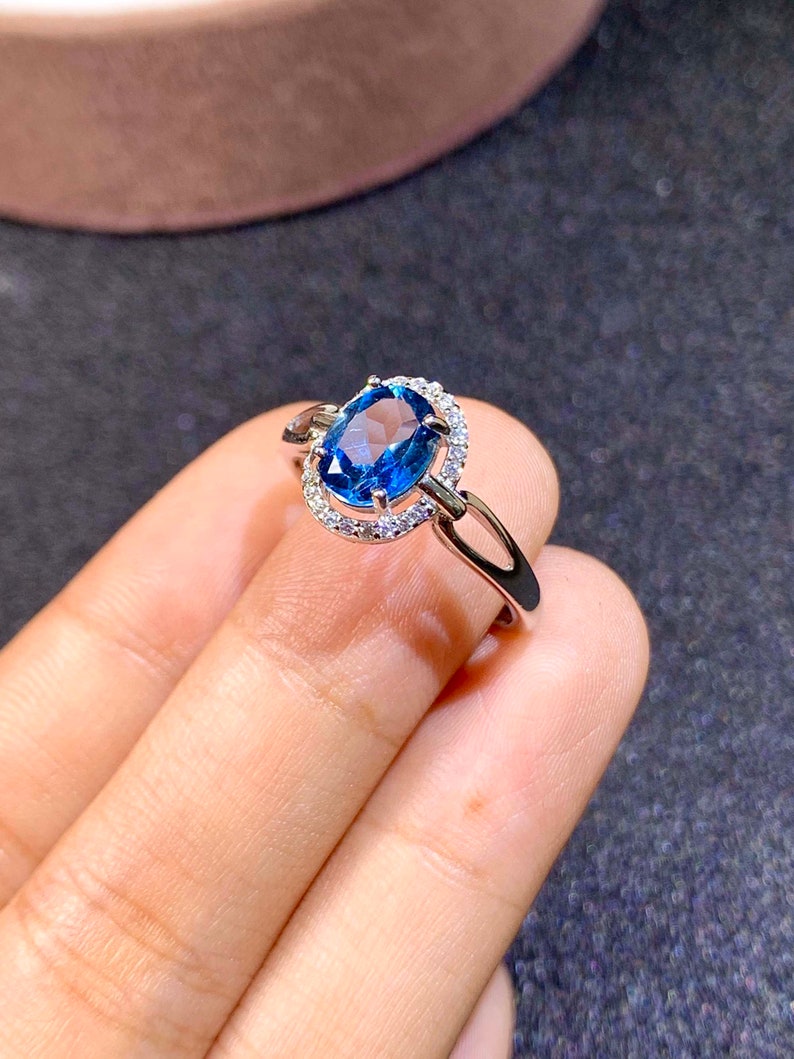 Topaz Ring Sterling Silver Jewelry Woman Topaz Ring Dainty London Blue Topaz Ring Handmade Statement Ring Simple Gemstone Ring