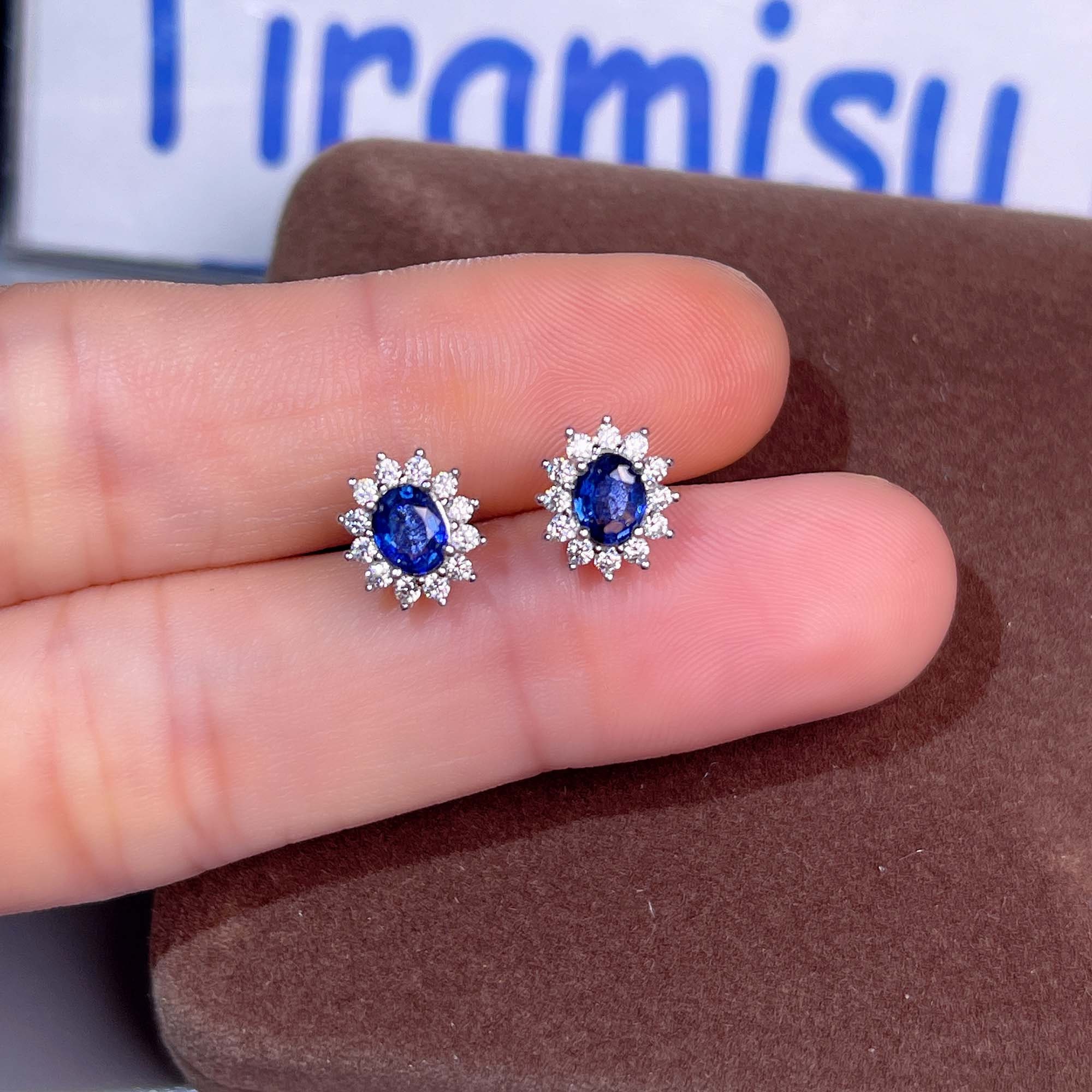 [haesool] 925Silver☆Natural Stone Blue Sapphire Earrings Natural Sapphire Earrings - 925 Sterling Silver Earrings