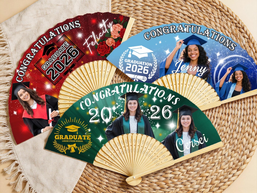 Custom Photo Graduation Handheld Fans, Graduation Party Favors ...