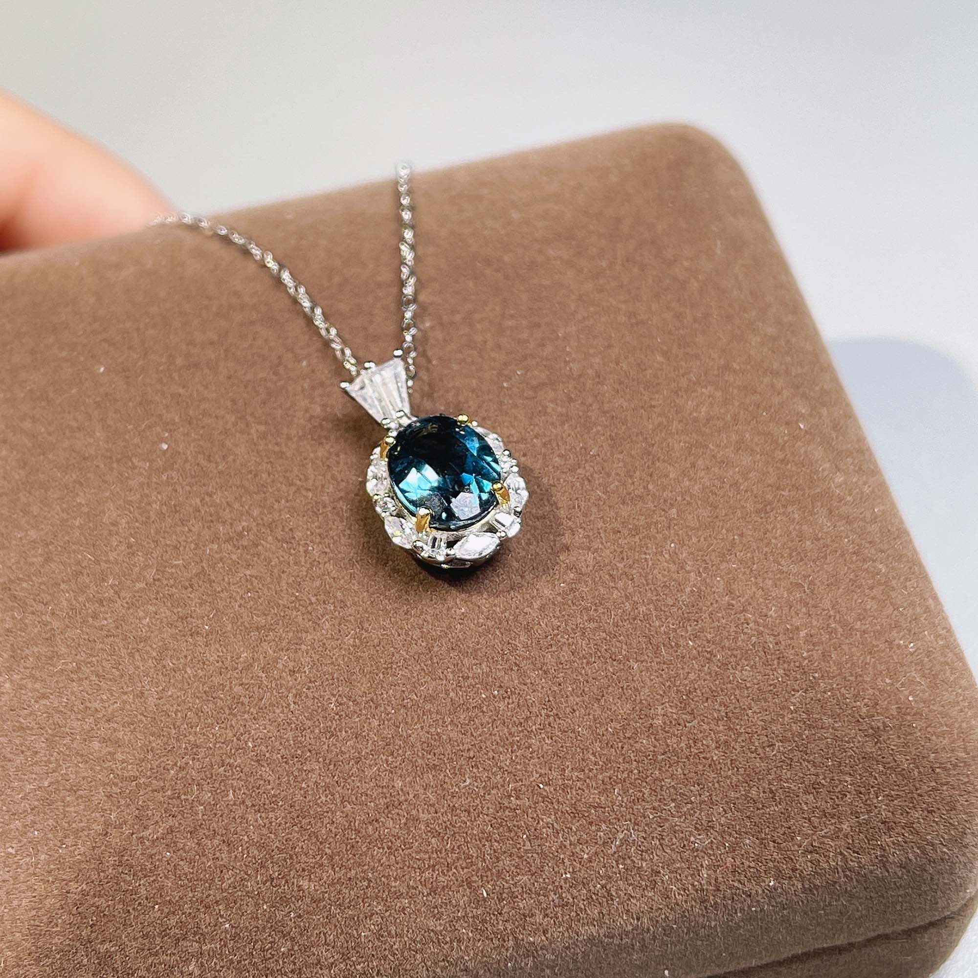 London Blue Topaz Necklace Pendant Jewelry Handmade 925 | Etsy