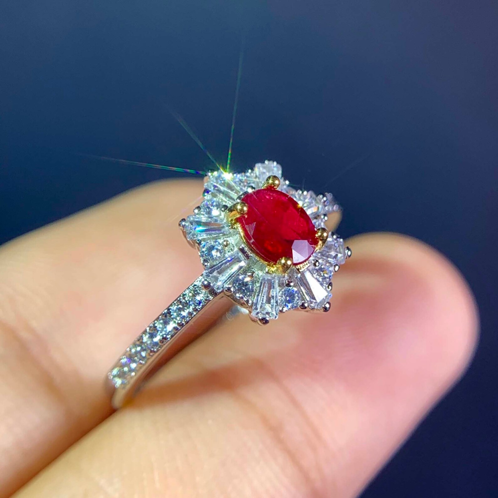 Natural Ruby Rings Genuine Red Gemstone Rings CZ Diamond | Etsy