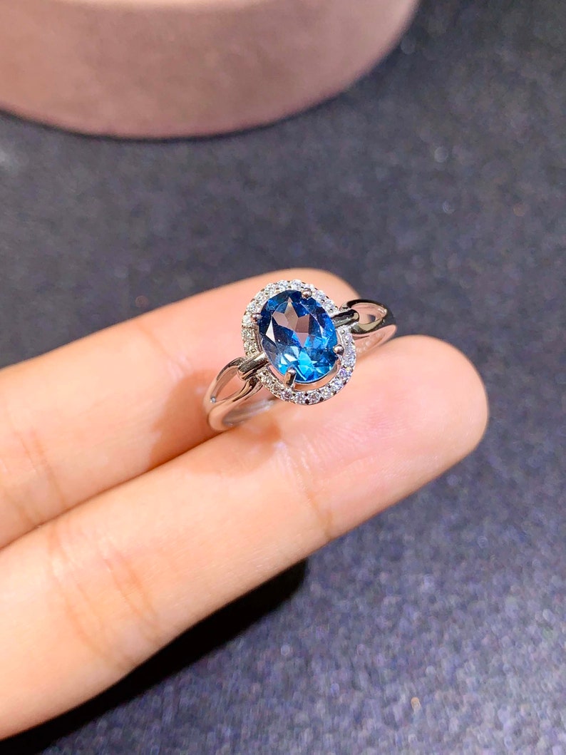 Topaz Ring Sterling Silver Jewelry Woman Topaz Ring Dainty London Blue Topaz Ring Handmade Statement Ring Simple Gemstone Ring