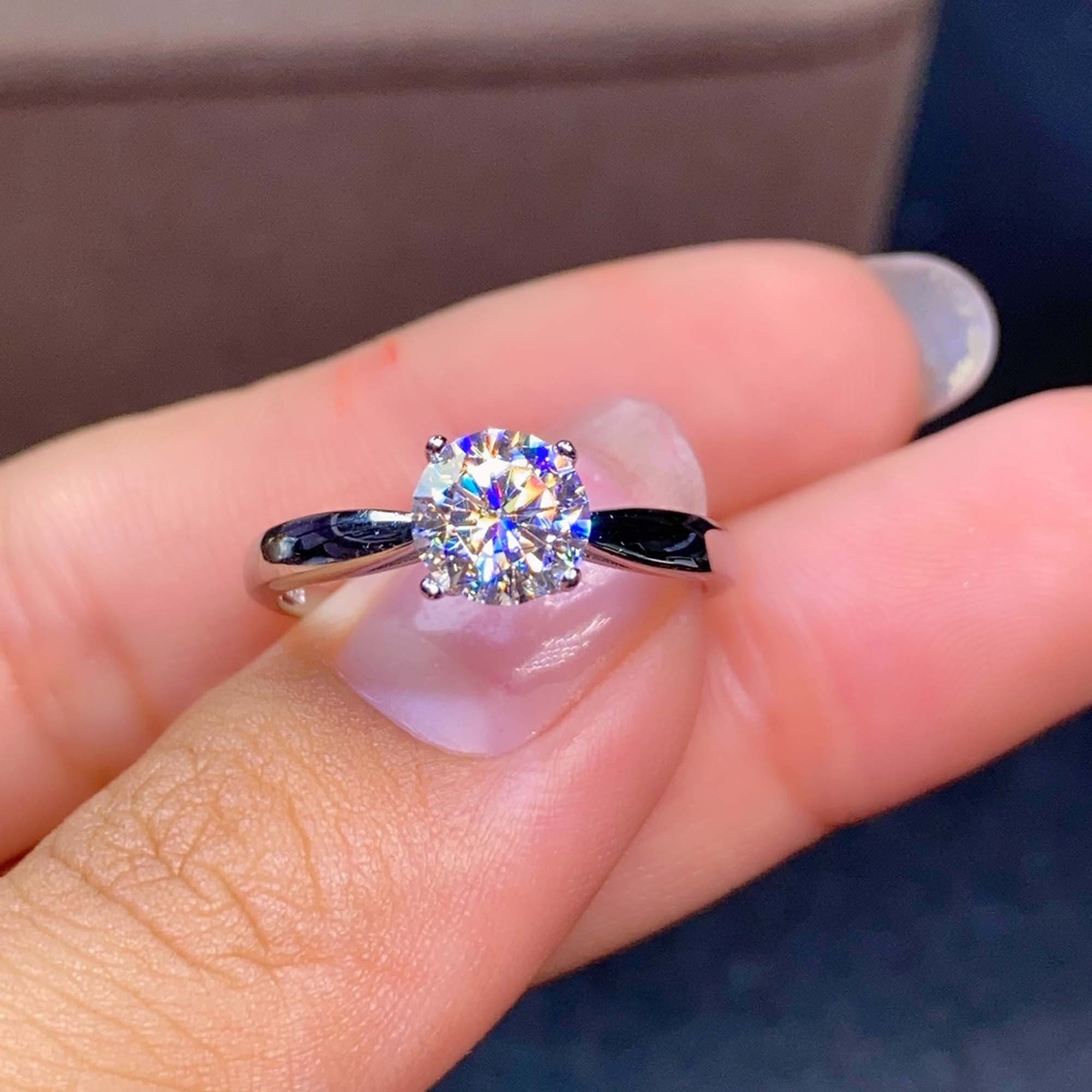 2ct Round Cut Moissanite Ring Brilliant Moissanite Diamond Etsy