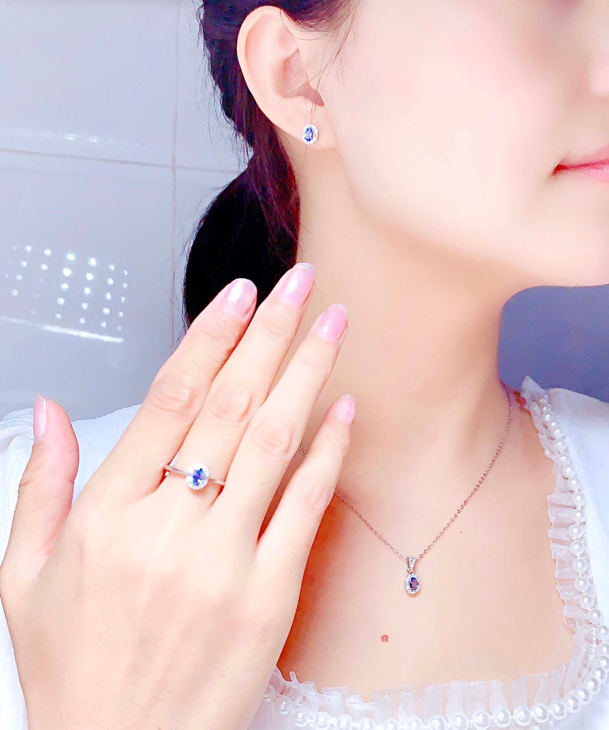 Natural Tanzanite Jewelry Set, Genuine Tanzanite Ring