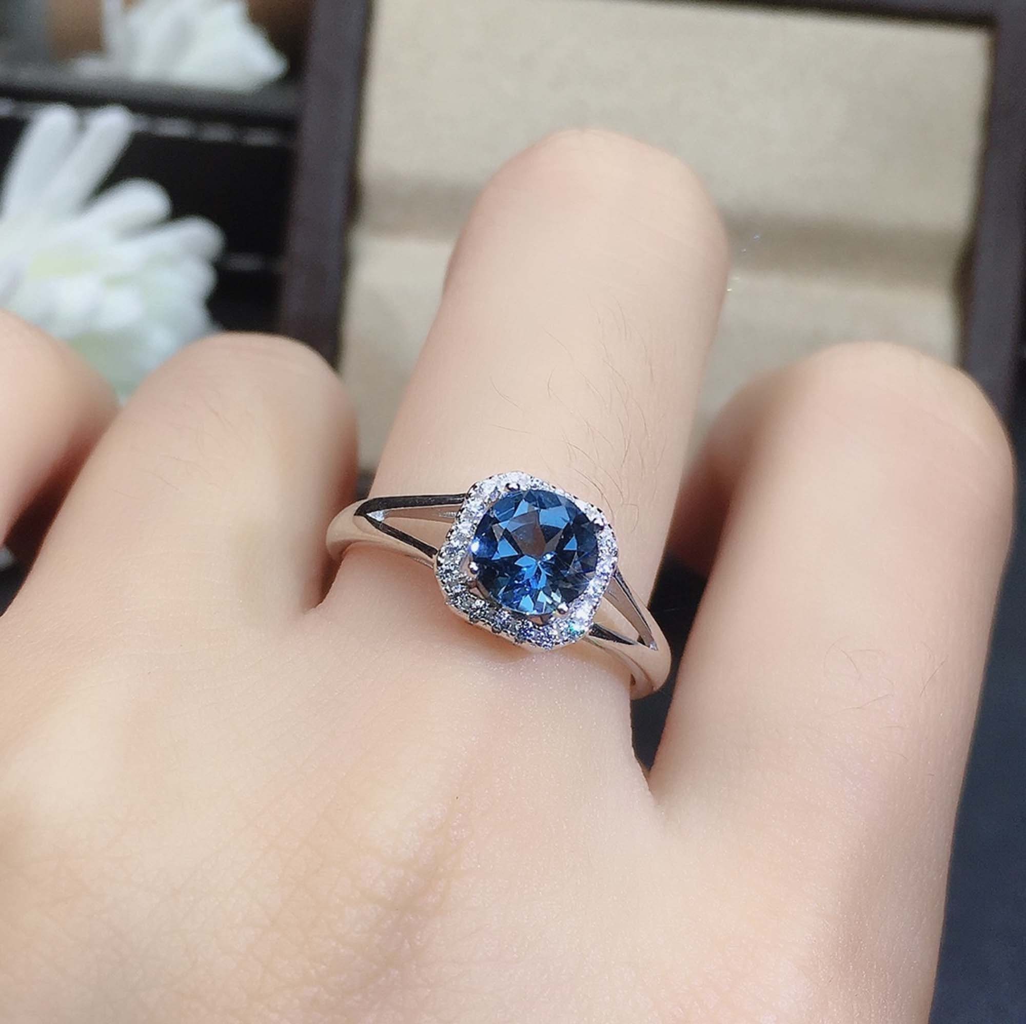 London Blue Topaz Jewelry Set Natural Topaz Ring Round Topaz - Etsy