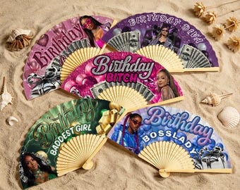 Baddest Girl Birthday Handheld Fan, Custom Photo Party Favor, Glam Keepsake for Her Birthday