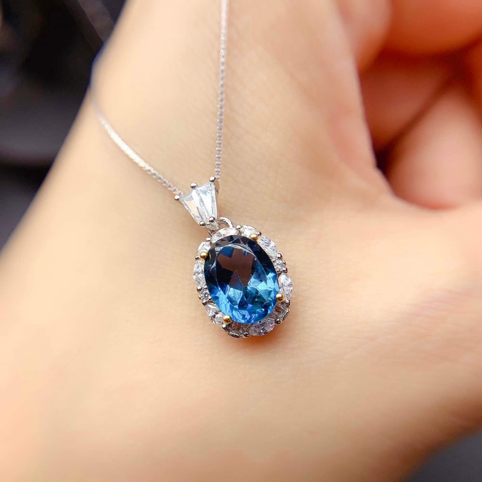 London Blue Topaz Necklace Pendant Jewelry Handmade 925  Etsy