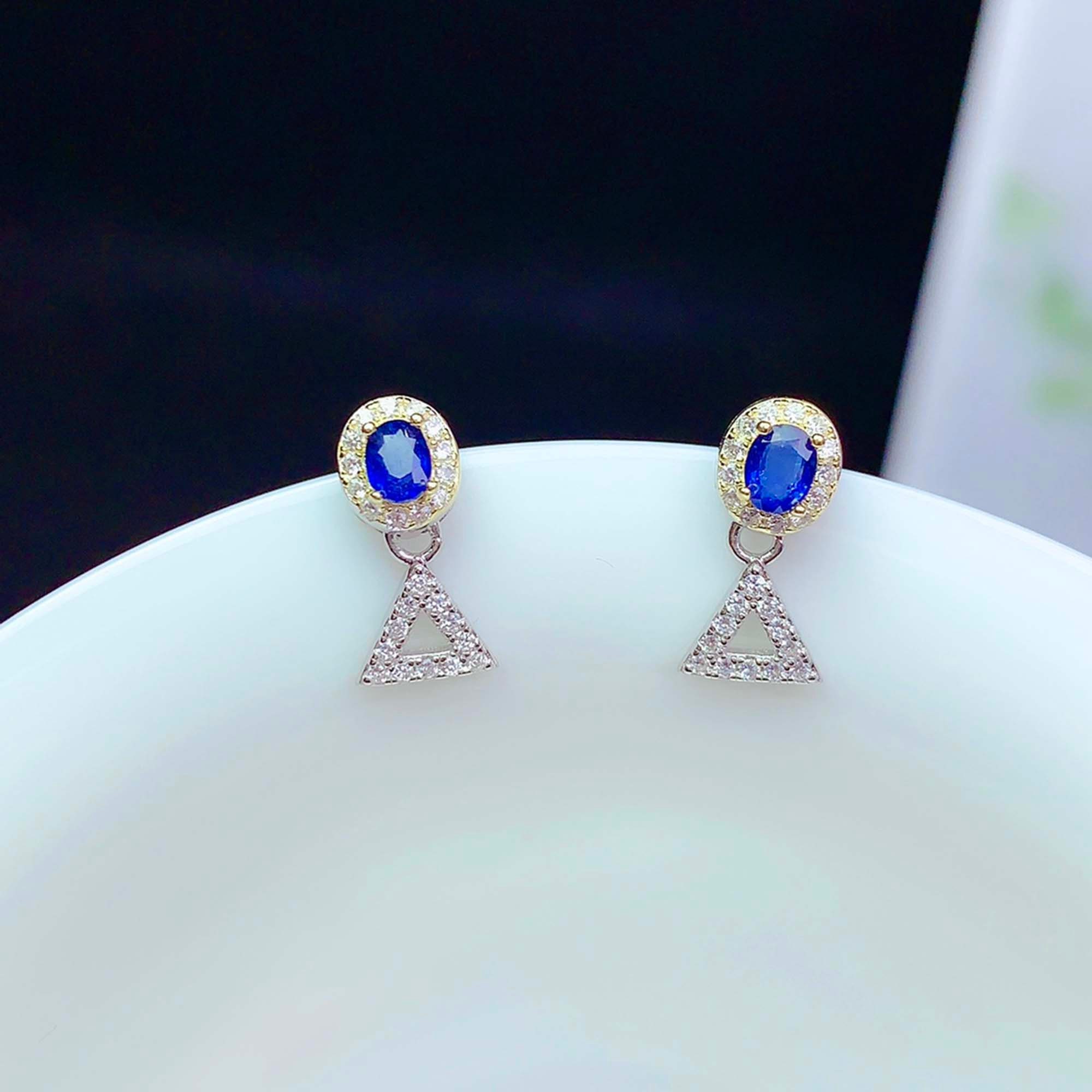 Dainty Sapphire Stud Earrings Sri Lanka Blue Gemstone Etsy