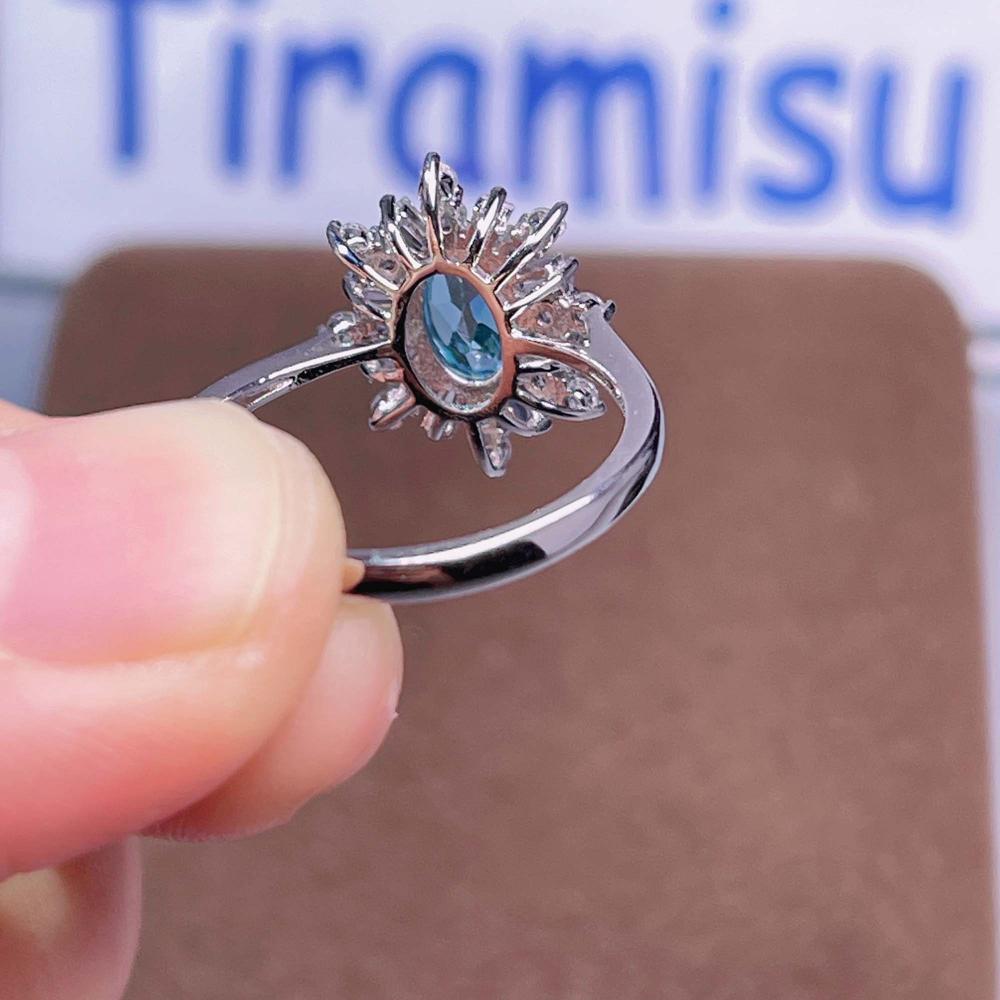 Anello In Argento Sterling Con Topazio Blu Svizzero, Gioiello Unico Fatto A Mano Da Uomo, Taglia 10 - Italia - Foto 4