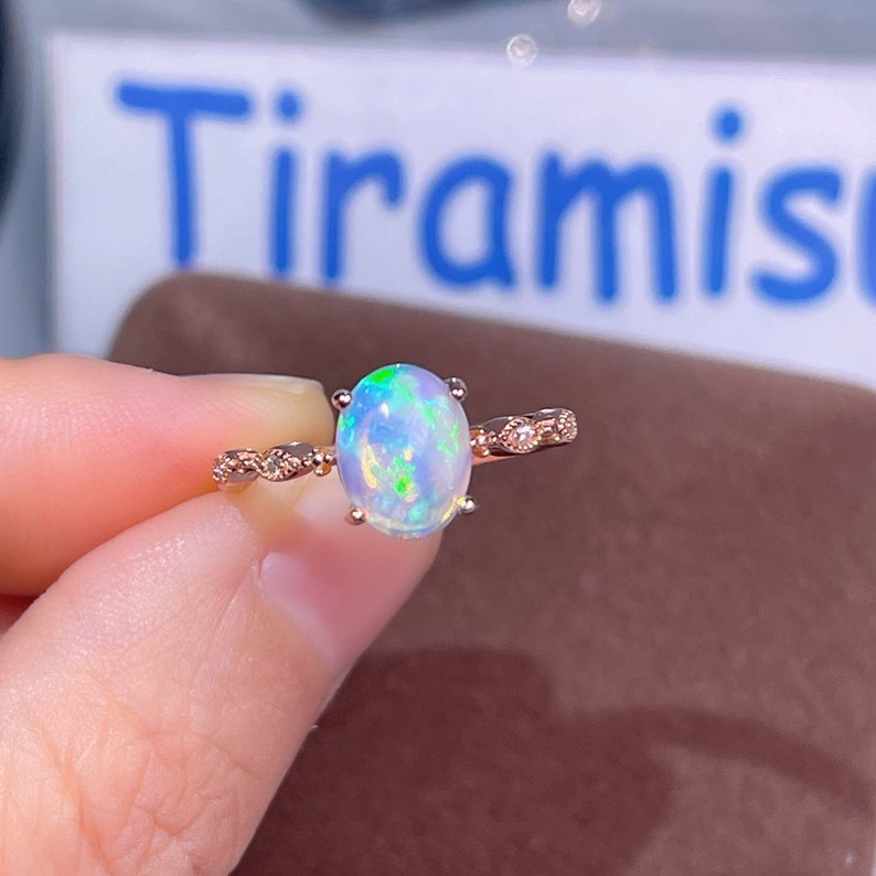 Handmade Fire Opal Ring 18K Rose Gold Vermeil Band Ring Etsy