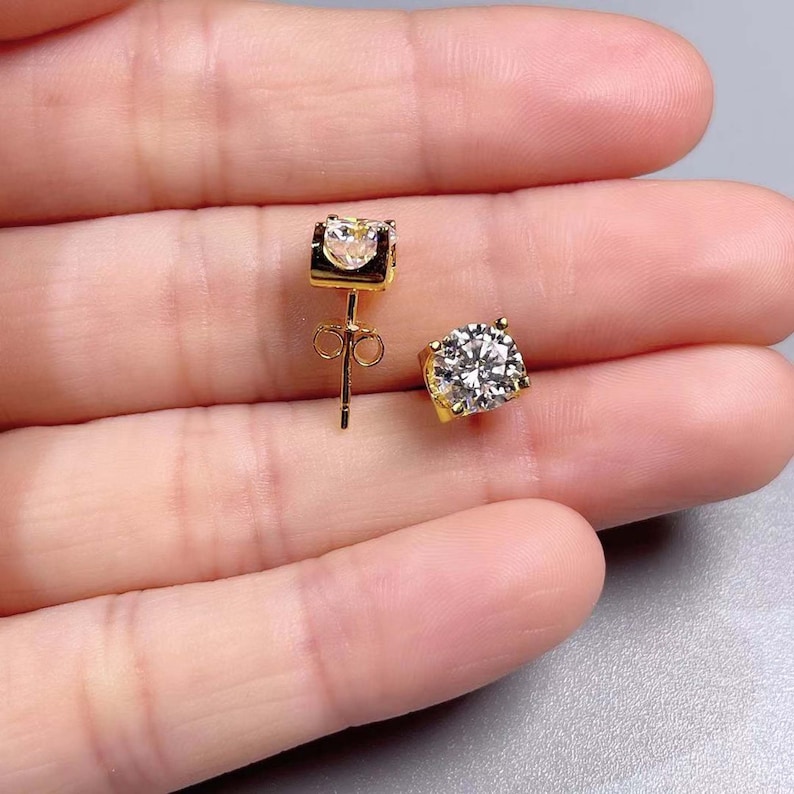2ct Moissanite Stud Earrings 925 Sterling Silver Post Stud Etsy