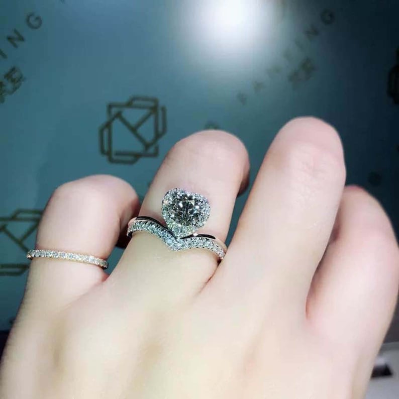 Silver Diamond Moissanite Ring Brilliant Round Cut Moissanite 1ct Moissanite Ring Promise Engagement Ring Wedding Anniversary Ring