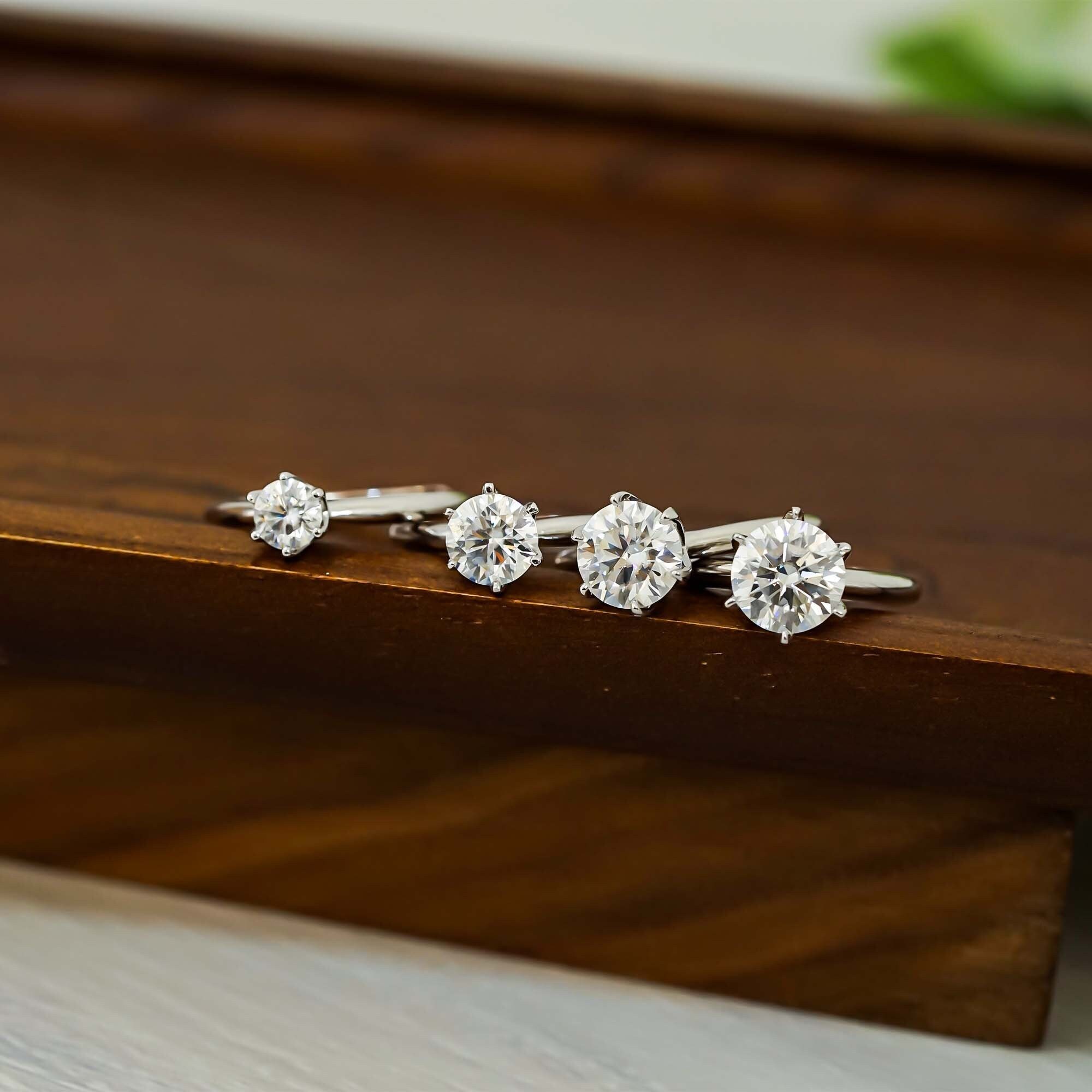 Pierre 0,5ct Taille émeraude – CZ Russe, Imitation Moissanite, 6x4mm