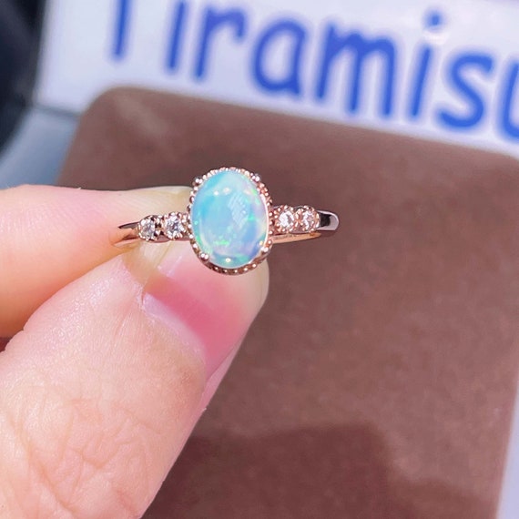Fire Opal Gemstone Ring Genuine Opal Rainbow Opal Sterling