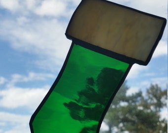 Tree Green Stained Glass Christmas Stocking Ornament & Suncatcher