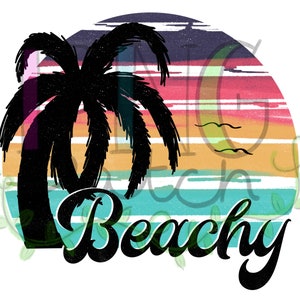 Design retrotrò Spiaggia con Palm Tree, Aloha, Beachy, Salty, Sea Ya, Vacay, PNG Digital Design, Beach Sublimation Design Scarica, Stampa e Taglia immagine 3