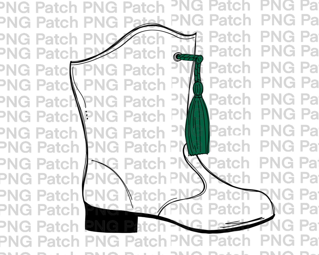 Majorette Dance Drill Team Boots With Green Tassels PNG Sublimation