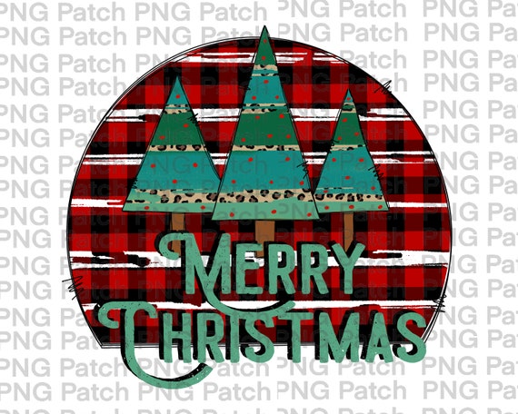 Merry Christmas Retro Design With Buffalo Plaid and Leopard Print