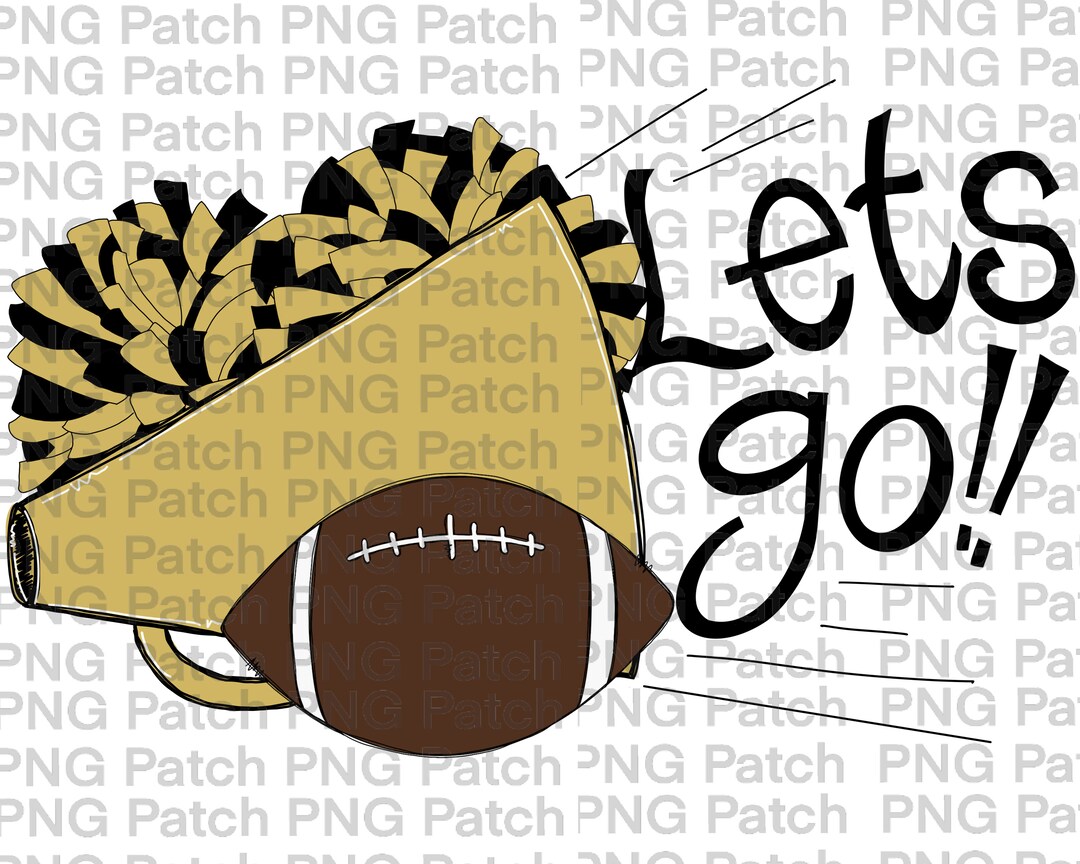 Let's Go Gold Black Cheerleader Megaphone, Pom Poms and Football