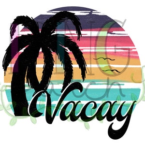 Design retrotrò Spiaggia con Palm Tree, Aloha, Beachy, Salty, Sea Ya, Vacay, PNG Digital Design, Beach Sublimation Design Scarica, Stampa e Taglia immagine 6