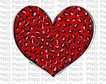 Valentine’s Day | Red Leopard Print Heart | Printable Sublimation Design | Leopard Print |PNG