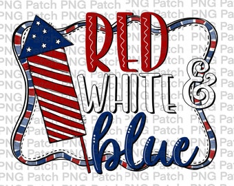 Red White Blue Fireworks, 4th of July Patriotic PNG File, Sublimation Design, Instant Download, Clipart, Printable Art