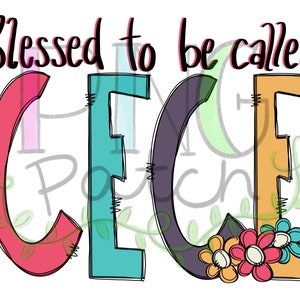 May include: A colorful graphic design with the text "Blessed to be called" and the letters "CEF" in large, stylized font. The letters are in shades of red, blue, purple, and orange. The "F" is decorated with flowers in shades of orange, pink, and blue.