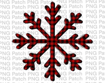 Buffalo Plaid Snowflake, Diseño Digital PNG de Navidad, Diseño de Sublimación De Vacaciones, Clipart, Descarga Instantánea, Impresión y Corte