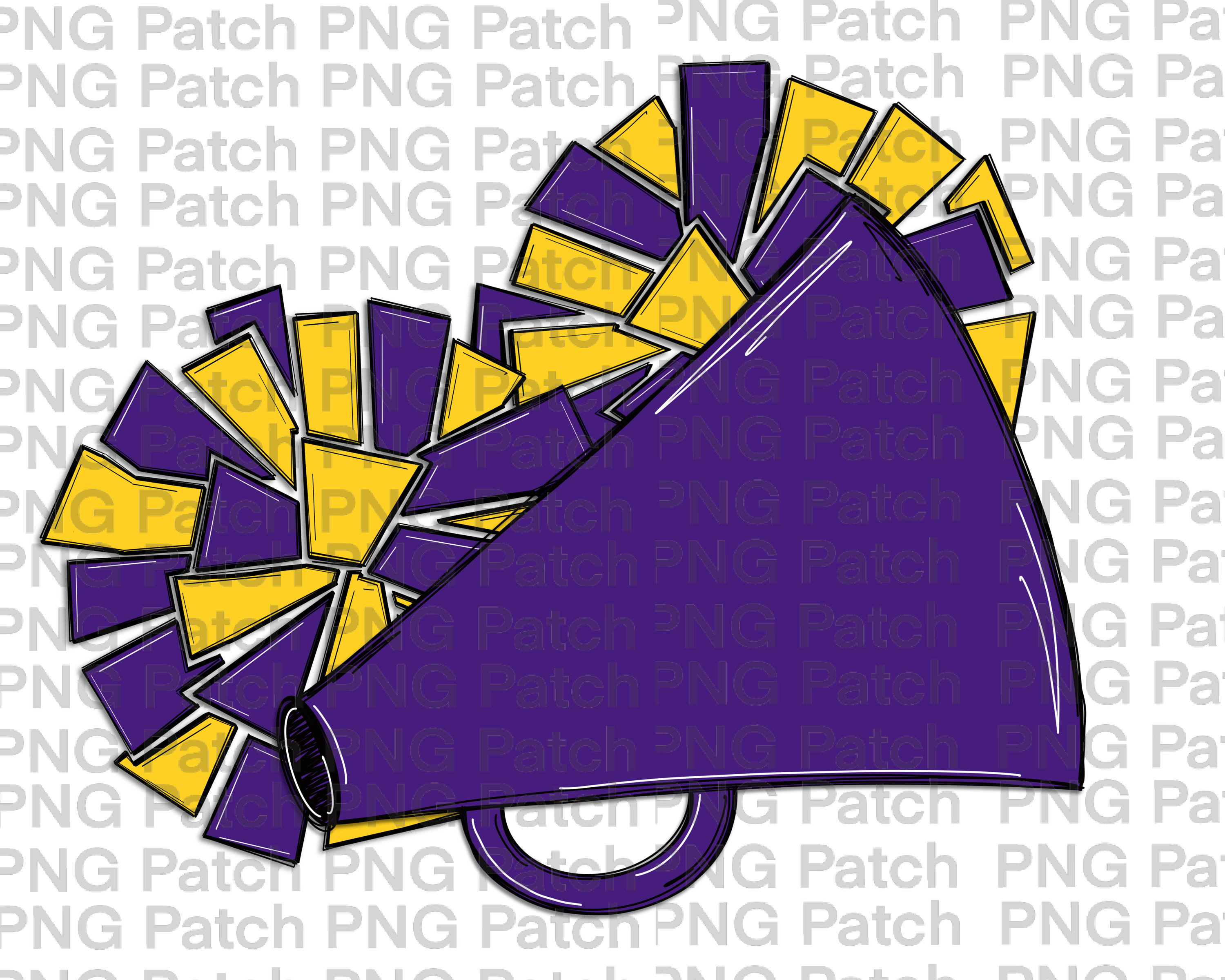 Purple and Gold Cheerleader Megaphone and Pom Poms Football Etsy UK