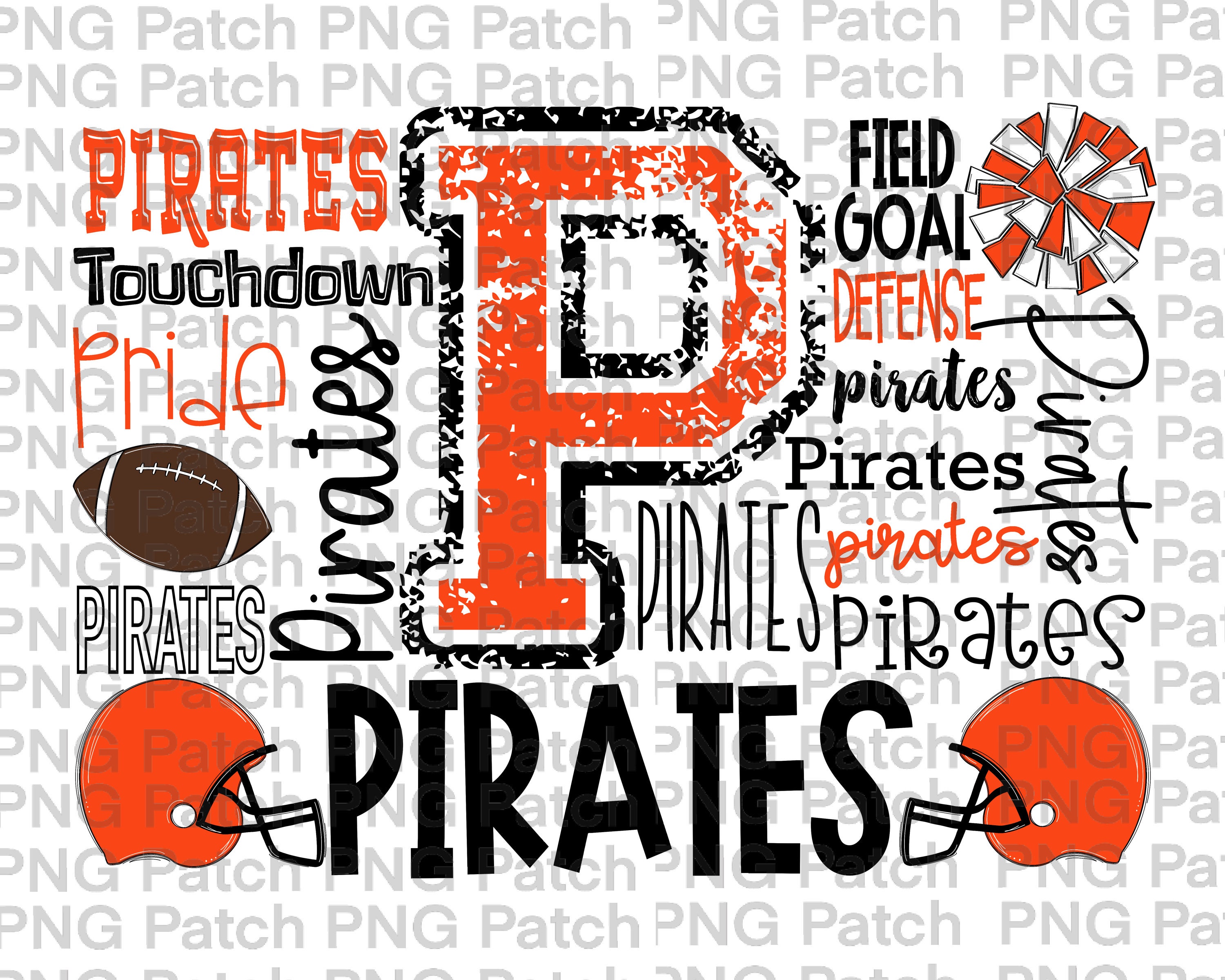 Pirates Football Typography, Orange Black, Mascot PNG File, Team Digital  Design, Cheer, Football Sublimation Designs, Touchdown, Defense - Etsy, image size:3000x2400