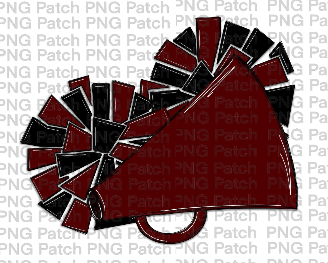 Maroon Black Cheerleader Megaphone et Pom Poms Football PNG Etsy France