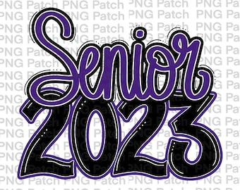 Senior 2023 Graduation PNG | Purple and Black | Printable Sublimation Design or DTF Design | School Colors