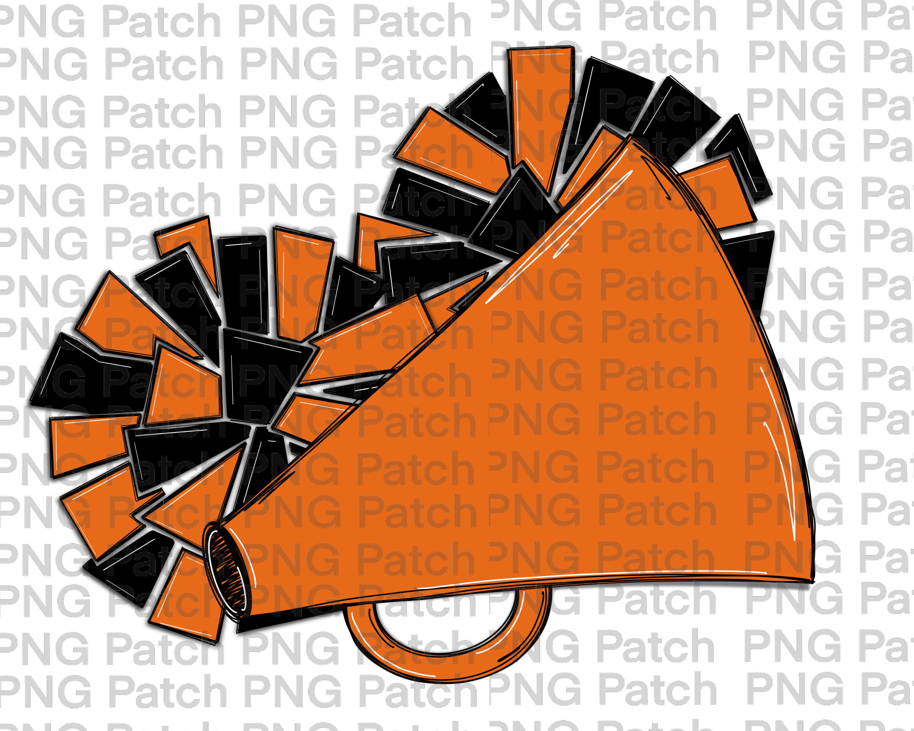 Orange Black Cheerleader Megaphone and Pom Poms, Football PNG
