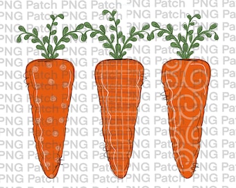 Carrot Trio, Easter PNG Digital Design, Bunny Sublimation Design Download, Print and Cut, Digital Download, Printable Artwork, Clipart