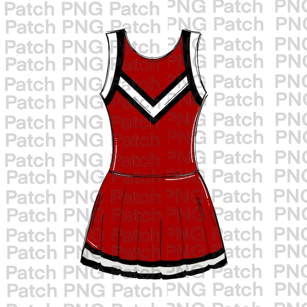 Red and Black Cheer Uniform PNG File, Digital Design, Cheer, Cheerleader Sublimation Designs