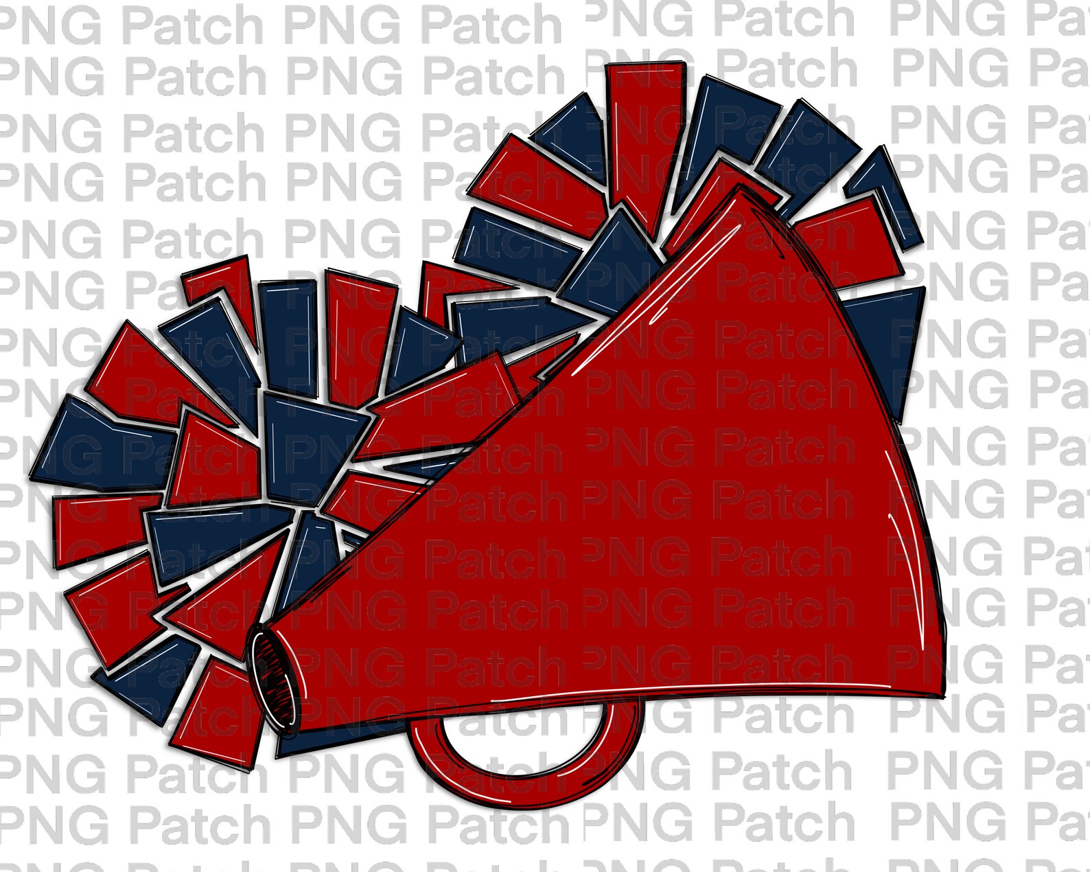 Red and Navy Cheerleader Megaphone and Pom Poms Football PNG - Etsy