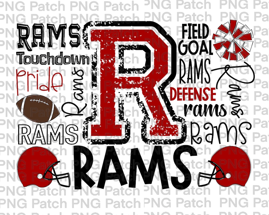 Rams Football Typography, Red Black, Mascot PNG File, Team Digital ...