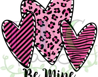 Valentinstag Sublimation Design | Zebra Print Herz | Druckbare PNG Digital Download