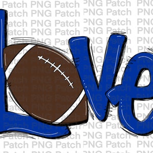 Football, Royal Blue Love with Football, Football PNG Digital Design, Sports Sublimation Design Download, Print and Cut Digital, Cheerleader