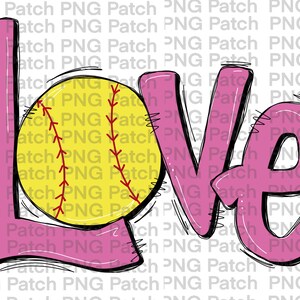 Softball, Pink Love with Softball, Softball PNG Digital Design, Sports Sublimation Design Download, Print and Cut, Digital
