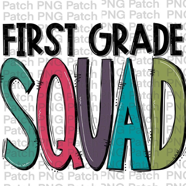 First Grade Squad, Student PNG File,  Digital Design, School Sublimation Designs, Instant Download, 1st Grade, Elementary School, Pink