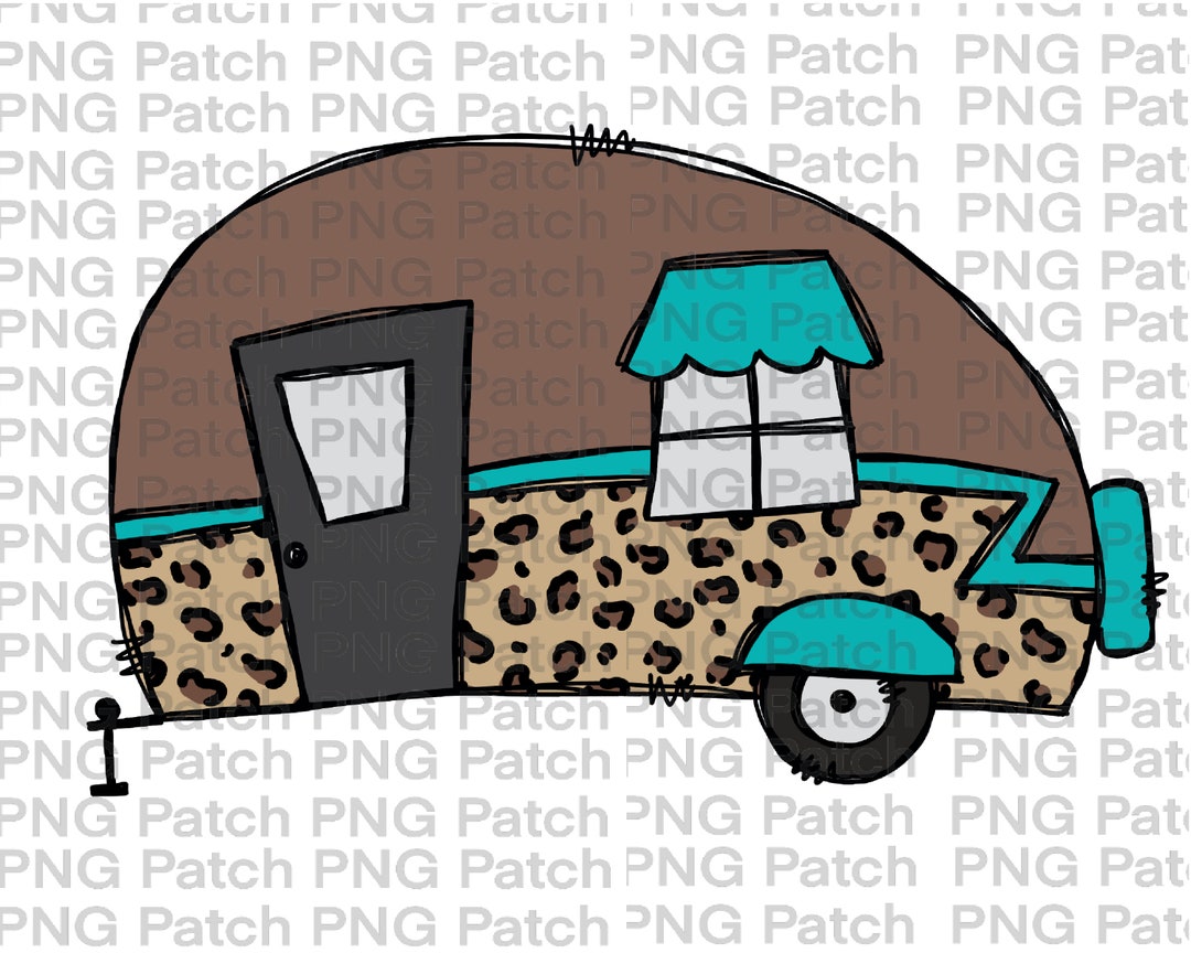 Leopard Print Camper, Camping PNG Digital Design, Camper Sublimation ...