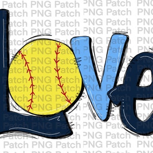 Softball, Navy and Columbia Love with Softball, Softball PNG Digital Design, Sports Sublimation Design Download, Print and Cut, Digital