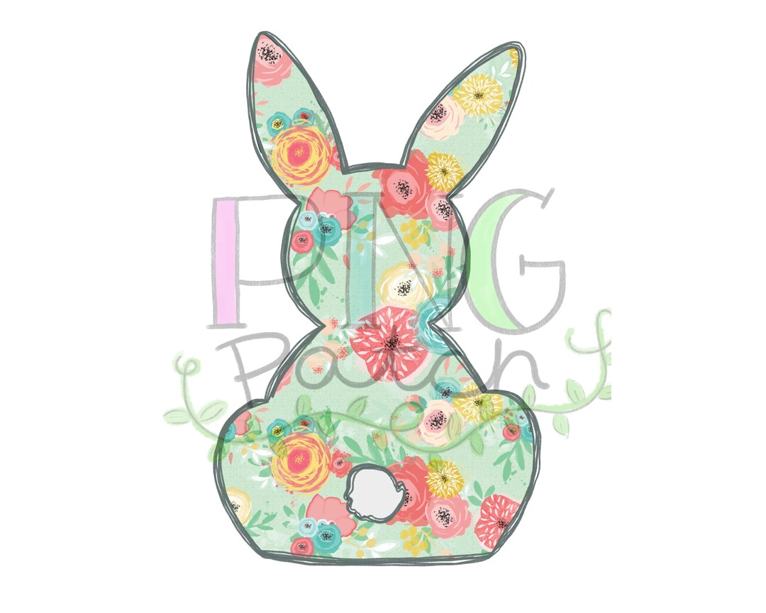 Floral Easter Bunny PNG Digital Design, Easter Sublimation Designs ...