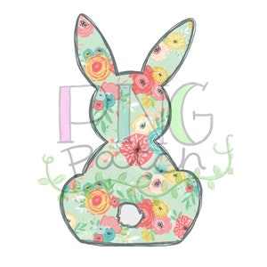 Floral Easter Bunny PNG Digital Design, Easter Sublimation Designs Downloads, Print and Cut, Digital Download, Printable